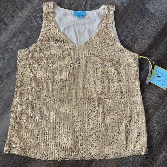Cece V-Neck Sequin Lined Blouse- Size Medium - Picture 1 of 9